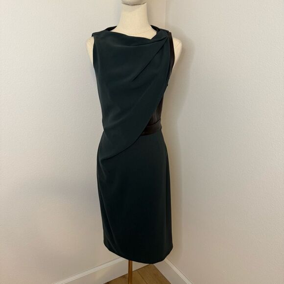 black dress with green accents Mac Duggal - Blue Sleeveless V Neck Bow Detail Mermaid Gown